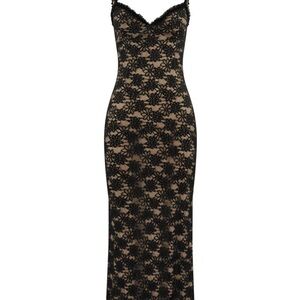 Chic Black Floral Lace Gown